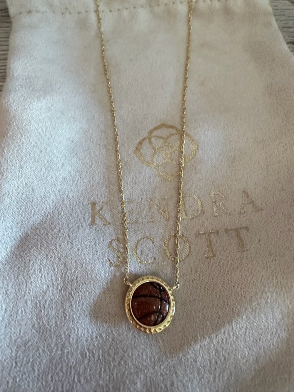 Kendra Scott Gold Basketball Charm Necklace in Glittering Copper - Picture 2 of 9